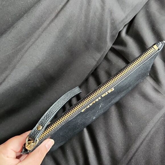 Michael Kors Black Textured Wristlet Pebbled Leather Wallet Clutch Purse - Picture 11 of 13